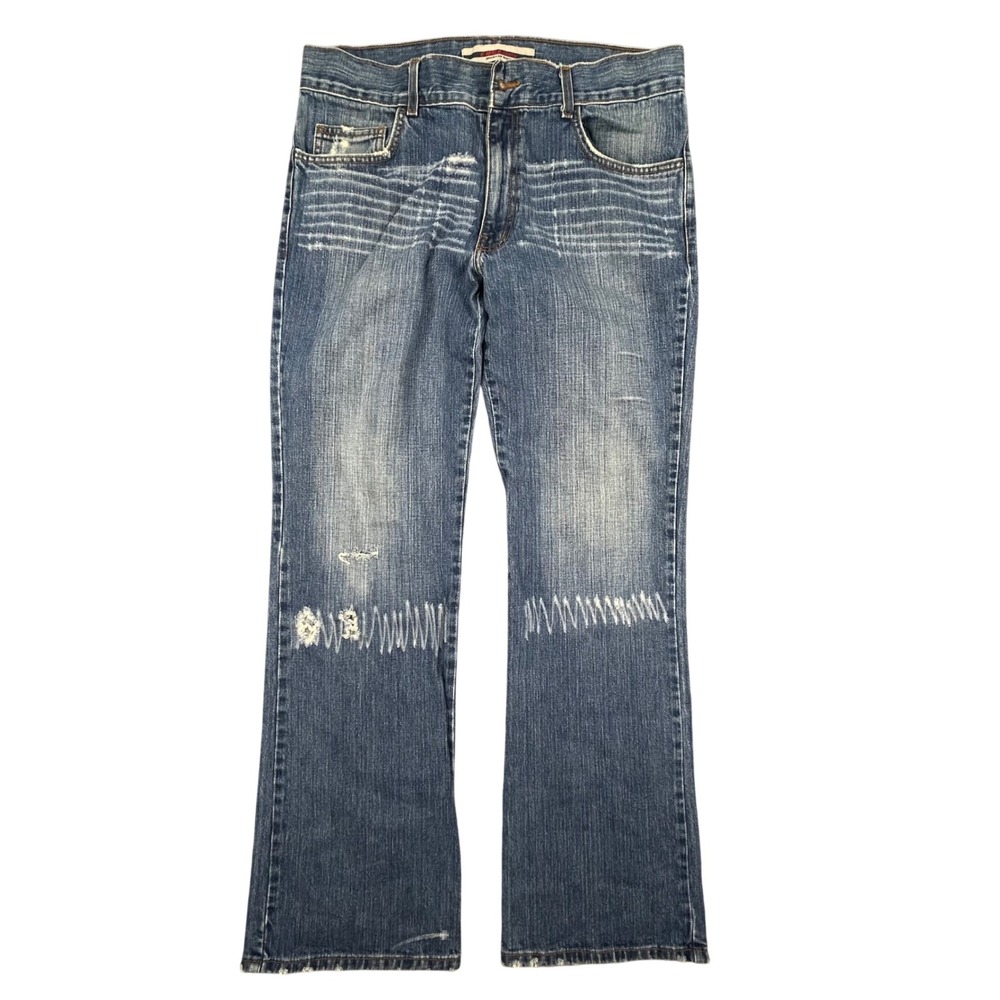 E Male Denim Jeans Mens‎ Sz 32 American Made Distressed Bootcut Style 7104938A
